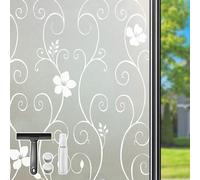 Qualsen Vinilos para Cristales Privacidad, Flor Blanco, 90 x 300 cm | Vinilo Ventana Privacidad, Vinilo Cristal con Patrón, Estática No Adhesivo Anti UV, Decorativa para Casa Cocina Oficina