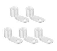 QUARKZMAN 0 AWG - 3/16" Terminales Cable Cobre, Extremos Cable Batería Dobleados A 90 Grados, Terminales Anillo Para Batería, Conectadores, Ojetes Cobre Desnudo (Plateado, 5Pcs)