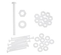 QUARKZMAN 10 Juegos Tornillos Cabeza Redonda Nylon PA66 M5x60mm Con Tuercas Hexagonales Arandelas Planas, Kit Combinación Pernos Metricos Roscado Completo, Blanco