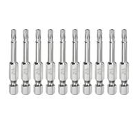 QUARKZMAN 10 Pcs Punta de Seguridad Torx T20 con Hexagonal de 1/4" de 2" | Puntas Torx, en Acero S2 Magnético, de Largo, con Estrella con Agujero, para Taladro Eléctrico