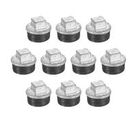 QUARKZMAN 10 Pcs Tapones de Tubería Macho de 3/4", Cabezal Cuadrado de Hierro Maleable, Tapas de Extremo para Tuberías de Fontanería, Decoración de Muebles, Plata