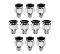 QUARKZMAN 10 Piezas Conector Rápido de Empujar para Conectar Tubo de 10mm OD X Rosca NPT 1/8" Macho Recto de Cobre para Mangueras de Aire para Sistemas de Aire Industrial PC10-N01, Negro