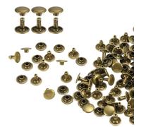 QUARKZMAN 100 Sets Doble Tapa Remaches de Cuero, Remaches Metálicos Tubulares Redondos de 9x8mm para Cuero Artesanía, Decoración de Cinturones Collares para Mascotas, Botas y Bolsos, Bronce