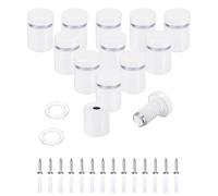 QUARKZMAN 12 Piezas 5/8" x 4/5" Tornillos Separadores de Acero Inoxidable Kit de Hardware de Montaje en Pared para Colgar Carteles de Acrílico, con 14 tornillos para Colgar Carteles, Blanco