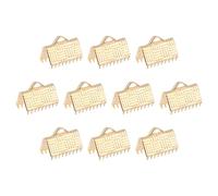 QUARKZMAN 150 Piezas Abrazaderas Terminales Cinta, 10mm Textura Rayas Pinza Extremo Cordón para Extremos Marcapáginas Encaje Llavero Pulsera, Dorado