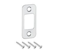 QUARKZMAN 1pcs Placa de Golpe de Puerta, Placa de Cierre de Seguridad con Kit de M4 Tornillos en Esquina Redondeada de Acero Inoxidable para Refuerzo de Marco de Puerta, 57x25.5mm, Plateado