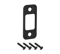 QUARKZMAN 1pcs Placa de Golpe de Puerta, Placa de Cierre de Seguridad con Kit de M4 Tornillos en Esquina Redondeada de Acero Inoxidable para Refuerzo de Marco de Puerta, 57x25.5mm, Negro