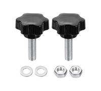 QUARKZMAN 2 botones de sujeción de estrella con tuercas, arandelas M12 x 40 mm, acero al carbono galvanizado métrico, rosca de 48 mm, 6 estrellas, perno roscado de plástico, pomos de mano, tornillos