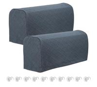 QUARKZMAN 2 Fundas para Reposabrazos Extensibles Fundas para Brazos de Sofá con Pasador de Torsión Protector de Muebles Antideslizante para Sillones Reclinables Sofás Y Sillas Gris