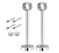 QUARKZMAN 2 Juego Soportes de Montaje en Techo de 9.84 Pulgadas para Tubo de 1.26 Pulgadas, Soportes de Barra de Cortina de Acero Inoxidable para Armario Baño, Plateado