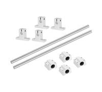 QUARKZMAN 2 Pcs 8mm x 250mm Guía De Deslizamiento De Eje De Carril De Movimiento Lineal Con 4 Pcs Cojinetes SCS8UU Y 4 Pcs Soporte De Carril SK8 Juego De Guía, Plateado
