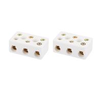 QUARKZMAN 2 Pcs Bloques De Terminales Cerámicos De 3 Vías, 30A 110V-600V Conectores Eléctricos De Porcelana Cerámica De Alta Temperatura De Latón 46x27x19 mm Para Cable Eléctrico