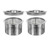 QUARKZMAN 2 Pcs Colador Y Tapón para Fregadero con Mango Y Tapa Kit De Filtro Y Colador para Desagüe De Fregadero Cubierta Y Tapón De Acero Inoxidable para Fregadero Cocina (2.6" x 3" x 2")
