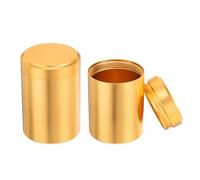 QUARKZMAN 2 Piezas Botes Redondos Para Té 2.6" x 1.8" Frasco De Almacenamiento Portátil Contenedores Metálicos Herméticos Para Té Con Tapa Para Almacenar Tonos Dorados