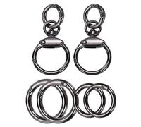 QUARKZMAN 2 Piezas De Hebillas Giratorias De Metal Color Negro Mate | Para Llaveros Anillos En O Llaveros Redondos Con Resorte Ganchos Para Cadenas Extensiones Artesanías Llaves Cordones