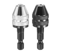 QUARKZMAN 2 Piezas Juego De Mandril Sin Llave 0.3-6.5 Mm Adaptador De Conversión Con Vástago De 1/4" Para Taladros Eléctricos, Inalámbricos Y Herramientas Rotativas, Negro Y Plateado