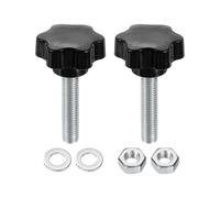 QUARKZMAN 2 Piezas Perillas De Sujeción Estrella Con Tuercas Y Arandelas, M12 X 55mm Métrico Acero Al Carbono Zincado Roscado Macho 48mm Cabeza Plástica 6 Estrellas, Perillas Manuales