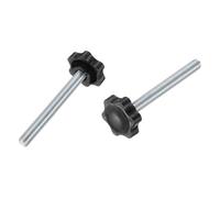 QUARKZMAN 2 Piezas Pomo Estrella 3/8"-16 Perno Roscado De 3.6" Pomo De Fijación Plástico Macho Tornillo De Apriete Manual De Reemplazo Para Muebles Industriales Herramientas Negro