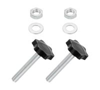 QUARKZMAN 2 Piezas Pomos Estrella M8 x 50mm Plástico Sujeción Pomos en Forma de Hexágono Tornillo de Pomo de Mano de Repuesto con Arandela y Tuerca para Sombrilla Maquinaria Base