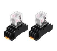 QUARKZMAN 2 Piezas Relé Electromagnético De Potencia AC 24V MY4NJ | Relé De Bobina De Potencia, 14 Pines, 3A, Con Indicador LED, Base De Zócalo DPDT 4NO 4NC, Para Sistemas Industriales