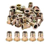 QUARKZMAN 25 Piezas De Tuercas De Remache De Cuerpo Hexagonal Medio M6 De Acero Al Carbón Con Rosca Zincada Insertos Roscados Con Cuerpo Estriado
