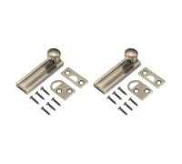 QUARKZMAN 2Pcs 2" Cerrojo De Superficie De Latón Macizo, Cerradura Deslizante De Seguridad Oculta Para Puertas Con Tornillos, Cerradura Para Puertas Francesas Con Acabado Cepillado