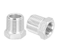 QUARKZMAN 2Pcs 3/8" Macho A 1/4" Hembra NPT 304 Acero Inoxidable Reductor Hexagonal Bushing, Adaptador De Tubería De Fundición Reductor Para Sistemas Industriales, Petróleo/Gas, Agua