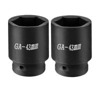 QUARKZMAN 2pcs 6 Puntos Impacto Casquillo, 1 Inch 43mm Empuje Enchufe Socket Métrico CR-V Acero Fosfatación Vaso Hexagonal para Tuercas Pernos Reparación Máquinas Ejes Mecánicos, Negro