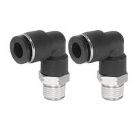 QUARKZMAN 2pcs 90 Conectores de Empuje G 1/4" Tubo OD x 1/8" NPT Rosca Macho Codo Conector Rápido Manguera Neumático Conector de Bloqueo de Empuje para Tubería de Agua Gas Aceite