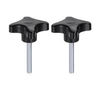 QUARKZMAN 2pcs Perillas de Estrella M8 x 50mm Rosca Macho Plástico Perilla de Sujeción de Tornillo de Apriete Manual de Repuesto, Negra