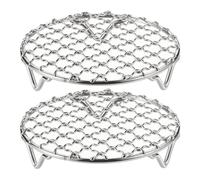 QUARKZMAN 2Pcs Rejilla Redonda de Cocina de 4.7 Pulgadas de Acero Inoxidable 304 con Alambre Cruzado y Patas de 20mm para Asar a la Parrilla, Hornear, Cocinar al Vapor y Barbacoa
