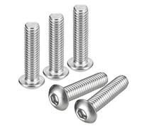 QUARKZMAN 3/8-16x1-1/2" Botón Hueca Cabeza Tornillos, 5uds 304 Inoxidable Acero Sujetadores Hexagonal Pernos Tornillos, Completa Rosca Hexagonal Accionamiento Tornillos