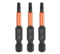 QUARKZMAN 3 Piezas De Barrena De Destornillador Tipo Torx T15 De 2" (50mm) De Largo Con Vástago Hexagonal De 1/4" Magnético Sin Orificio A Prueba De Manipulación Punta Estrella De 6