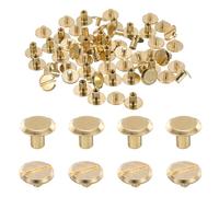 QUARKZMAN 30 Juegos M4 x 6mm Tornillos De Unión Chicago De Metal Con Cabeza Ranurada Postes De Clavos Remaches Para Cinturones De Cuero Bolsas Manualidades Encuadernación, Tono Dorado