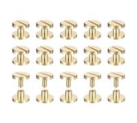 QUARKZMAN 30 Paquete Tornillos Chicago de Latón Poste de Tornillo de Cabeza Plana de 4x10mm para Remaches de Tachuelas de Unión de Cuero DIY