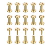 QUARKZMAN 30 Paquete Tornillos Chicago de Latón Poste de Tornillo de Cabeza Plana de 6x6mm para Sujetar Tachuelas de Remache de Cuero DIY