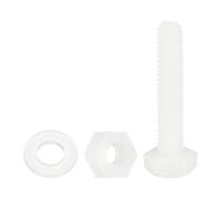 QUARKZMAN 300 Pcs/100 Juegos Tornillos de Cabeza Hexagonal de Nylon, M4 x 20mm Tornillos Hexagonal Plástico Roscado Completo con Tuercas y Arandelas Planas para Accesorios Industriales