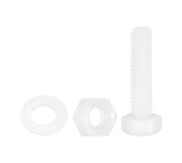 QUARKZMAN 300 Pcs/100 Juegos Tornillos de Cabeza Hexagonal de Nylon, M5 x 20mm Tornillos Hexagonal Plástico Roscado Completo con Tuercas y Arandelas Planas para Accesorios Industriales