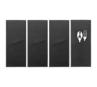 QUARKZMAN 4 Fundas de Cuero para Cubiertos Porta Cubiertos Cuchillo y Tenedor Bolsa Estuche de Almacenamiento de Cubiertos para Mesa de Cena Decoración de Cocina En Casa, Negro