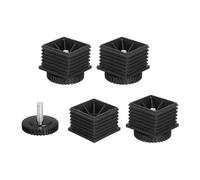 QUARKZMAN 4 Juego de Patas Niveladoras, Pata de Mueble Ajustable de Plástico M10x60x60mm con Inserto de Tubo Rectangular y Tornillo para Niveladores de Mesa y Silla, Negro