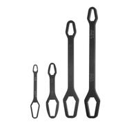 QUARKZMAN 4 Piezas 3-17mm 8-22mm Llave de Torx Universal Multifuncional de Doble Extremo 0.14" 0.2" 0.3" de Grosor, Electrólisis Autoajustable Ajustable Llaves de Trinquete, Negro