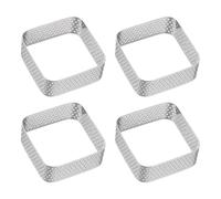 QUARKZMAN 4 Piezas de Anillos para Pasteles Perforados de 1.97" | en Acero Inoxidable Cuadrado, Anillo para Tartaletas Antiadherente Pulido, Anillo para Mousse de Pastel con Refuerzo