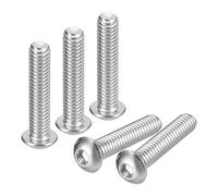 QUARKZMAN 5/16-18x1-1/2" Botón Hueca Cabeza Tornillos, 5uds 304 Inoxidable Acero Sujetadores Hexagonales Pernos Tornillos, Completa Rosca Hexagonal Accionamiento Tornillos