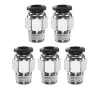 QUARKZMAN 5 pcs Conector Rápido de Empuje para Conectar Tubo de 6mm OD X 1/8" Roscado NPT Macho Recto Accesorios para Manguera de Aire de Cobre para Sistema de Aire Industrial PC6-N01, Negro