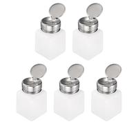 QUARKZMAN 5 pcs Dispensador De Alcohol Con Disolvente 120ml (4oz) Botella Con Bomba Dosificadora De Presión Para Quitaesmalte Con Cabezal De Acero Inoxidable Para Solución De Acetone, Blanco