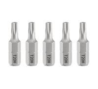 QUARKZMAN 5 Pcs Punta de Destornillador Torx T20H con Vástago Hexagonal de 1/4" de 25 Mm/1" Longitud, Estrella Magnética de 6 Puntas, Puntas de Acero S2 con Agujero Eléctrico de Impacto