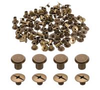 QUARKZMAN 50 Conjuntos M5 x 6mm Tornillos De Unión De Metal Cabeza Bronce | Phillips Chicago Poste Clavos Remaches Espárragos, Para Cinturón De Cuero Bolsa Artesanía Encuadernación