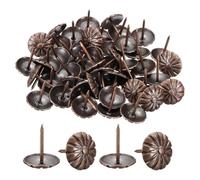 QUARKZMAN 50 Tachuelas De 3/4"x7/8" Con Cabeza De Flor Para Tapicería, Clavos Decorativos Para Paredes De Madera Y Muebles, Color Cobre Rojo