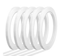 QUARKZMAN 5pcs Cintas Adhesivas para Pizarra Blanca, 6mm x 66m PET Fina Cinta Gráfico Marcado de Rejilla Grillas Línea Impermeable para Oficina Almacén Aula Área División, Blanco