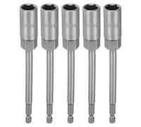 QUARKZMAN 5pcs Llave de Vaso Hexagonal, 13mm Impacto Casquillo para Taladro 1/4" Vástago 150mm Extra Largo Cr-V Métrica Punta Tornillo Ajustador para Atornillador Eléctrico Mecánico Tuercas